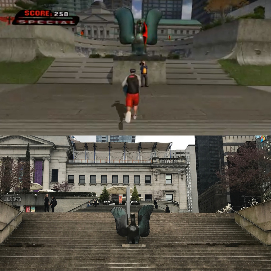 Tony Hawk Undeground’s version of Robson Square above, the real thing, below.