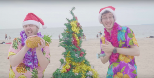 Sam and Bill in their video for Christmas in July