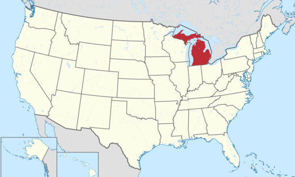 US Map with Michigan highlighted